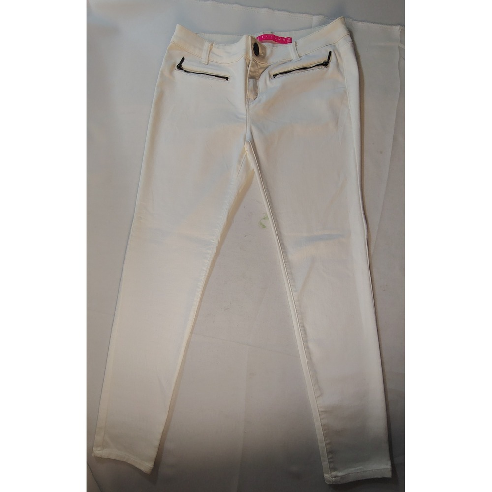 Tinseltown Denim‎ Couture White Skinny Pants Decorative Zipper Juniors Size 9